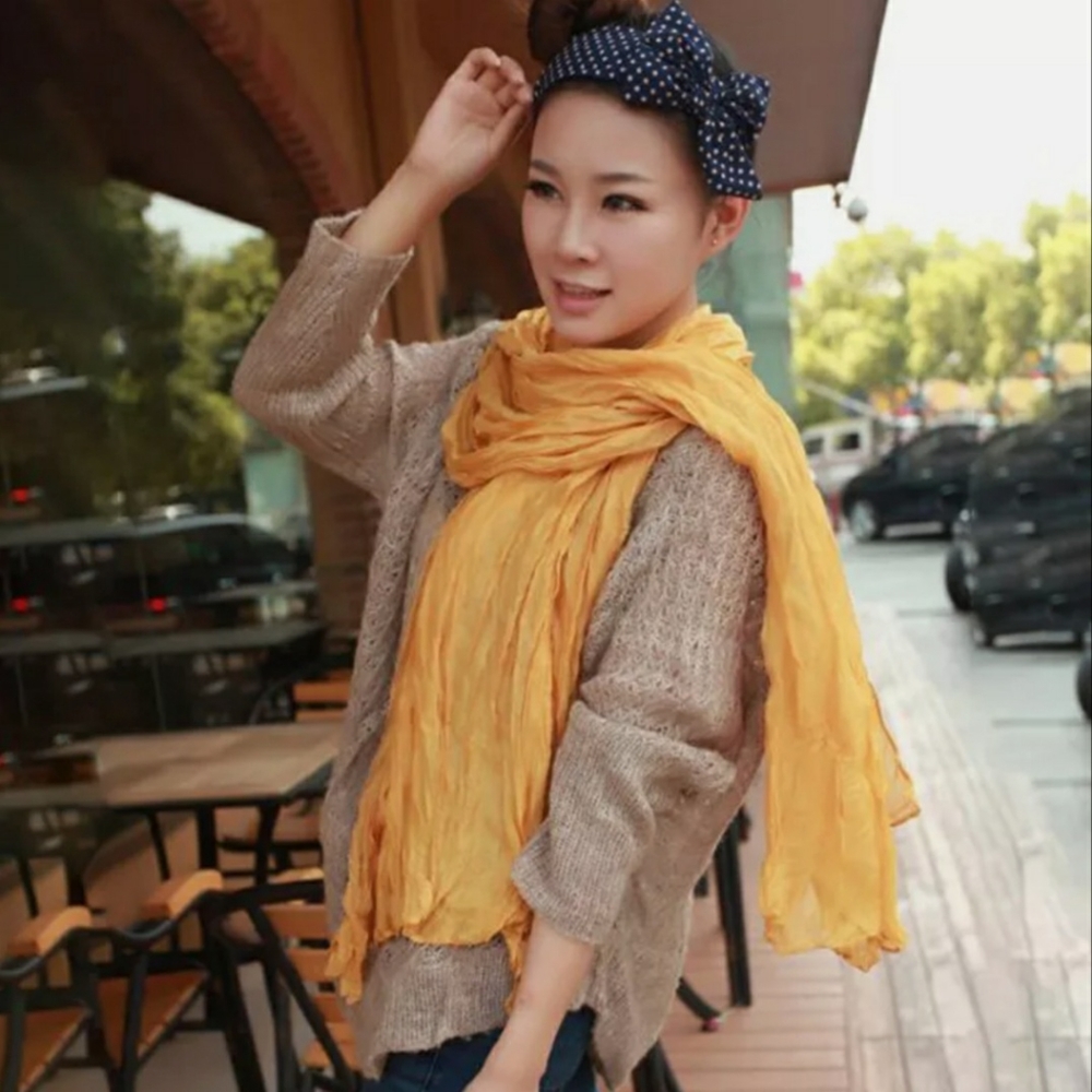 Long Purple Amethyst Crinkle Wrinkle Cotton Linen Scarve Scarves Scarf Scarfs - Picture 5 of 9